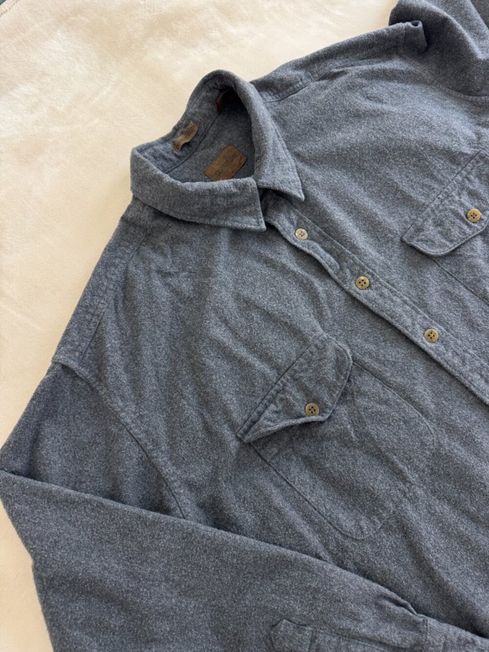 St Johns Bay Mens 2XLT Chamois Cloth Flannel Shirt Blue Big Tall Overshirt XXLT